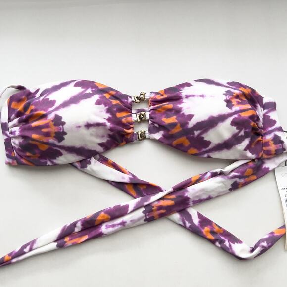 NWT Vix Bikini Top Small Bandeau Halter Tie Dye Purple Orange - Picture 1 of 6